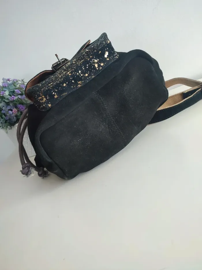 Sac a dos le Baroudeur noir🖤💛 éclats dorés - Paul Marius - photo numéro 7