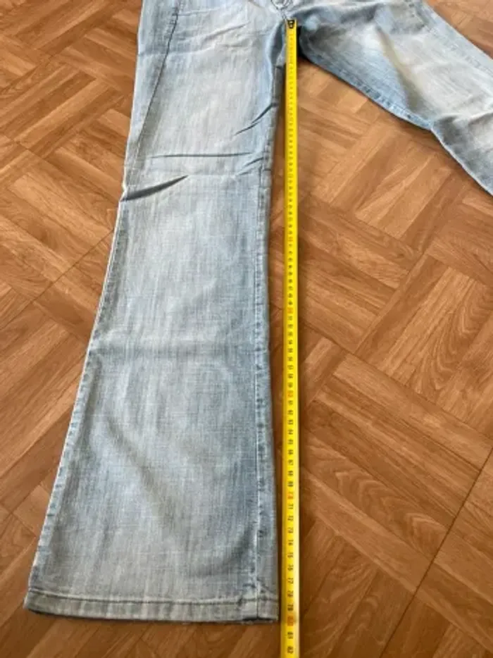 Pantalon jean évasé bleu turquoise vintage Marithé + François Girbaud - photo numéro 11