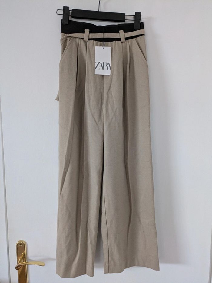 Pantalon large ceinture cuir