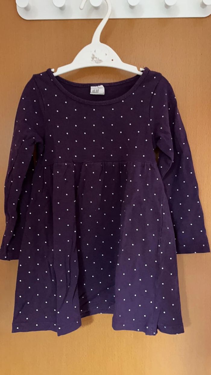 Robe mauve à pois blanc taille 18 mois / 2 ans - photo numéro 2