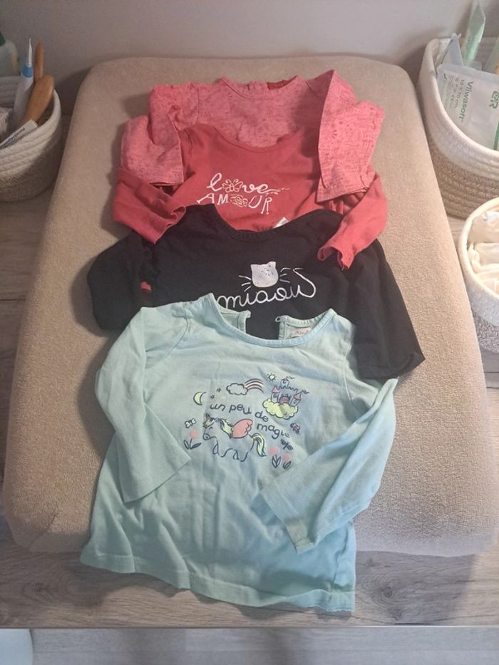 Lot 4 t shirt manche longue 12 mois