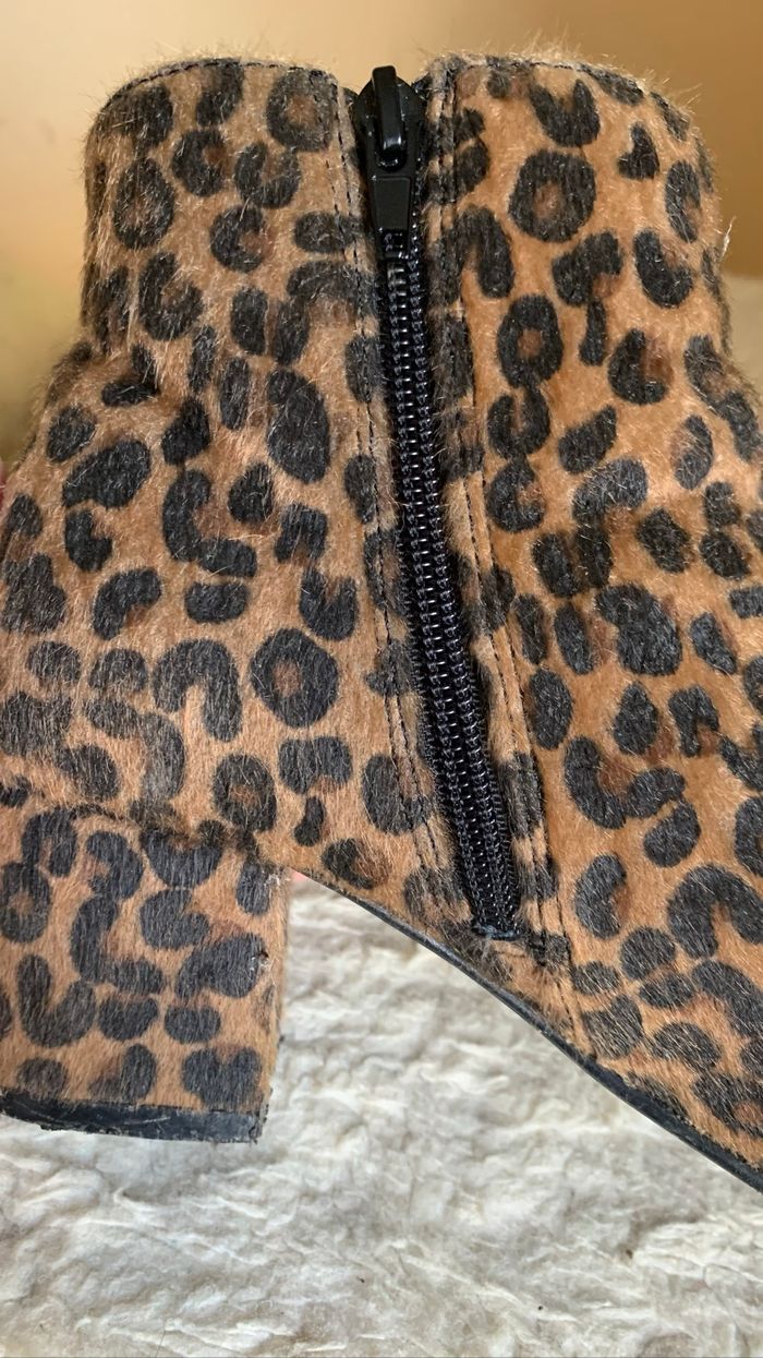 Boots femme marron léopard effet suédine Pimkie Un zip T37 - photo numéro 6