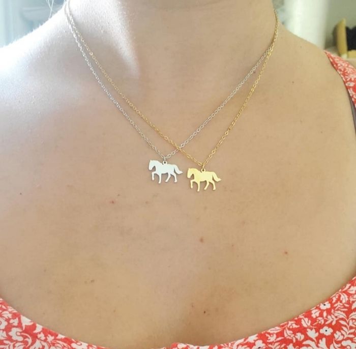 Collier cheval acier inoxydable Or - photo numéro 5