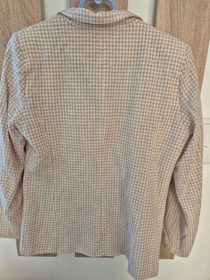 Veste a carreaux beige et blanc taille L - photo numéro 3