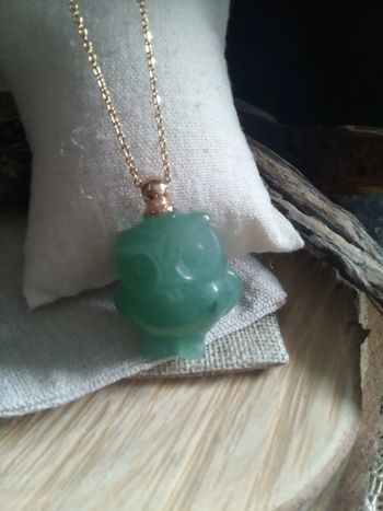 Collier sautoir hibou en pierre d'aventurine 💚.