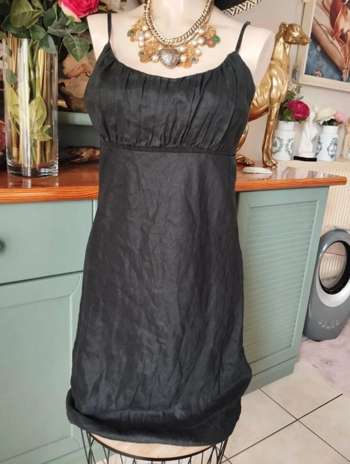 🌾Robe En Lin Noire T36/38🌾 - photo numéro 2