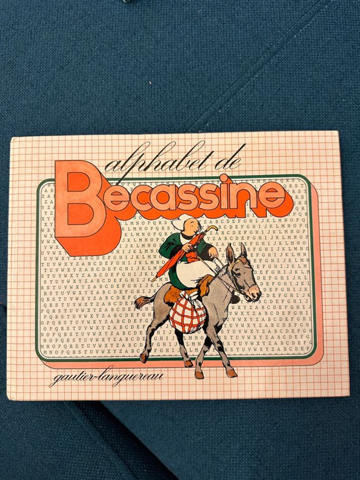 Livre ancien vintage cartonné Alphabet de Bécassine couverture âne Gautier Languereau