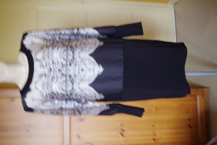La Fée Maraboutée- Robe bi-matière - noir, gris et blanc T42 - photo numéro 2