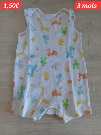 Combishort motif animaux 3 mois 