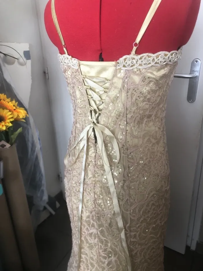 Robe de soirée couleur champagne crème T40 femme 👗 - photo numéro 14