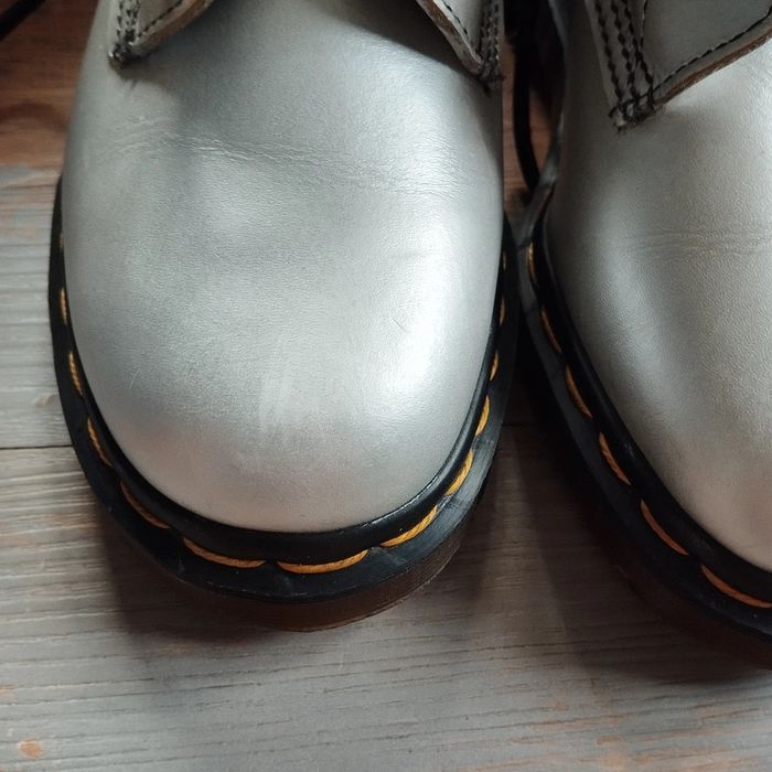 Rare vintage made in England boots bottines Dr.martens argenté cuir - photo numéro 8