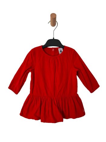 Robe à manches longues en velours rouge - Petit Bateau 12 mois