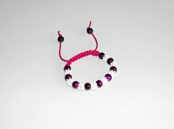 Bracelet shamballa rose, blanc et violet
