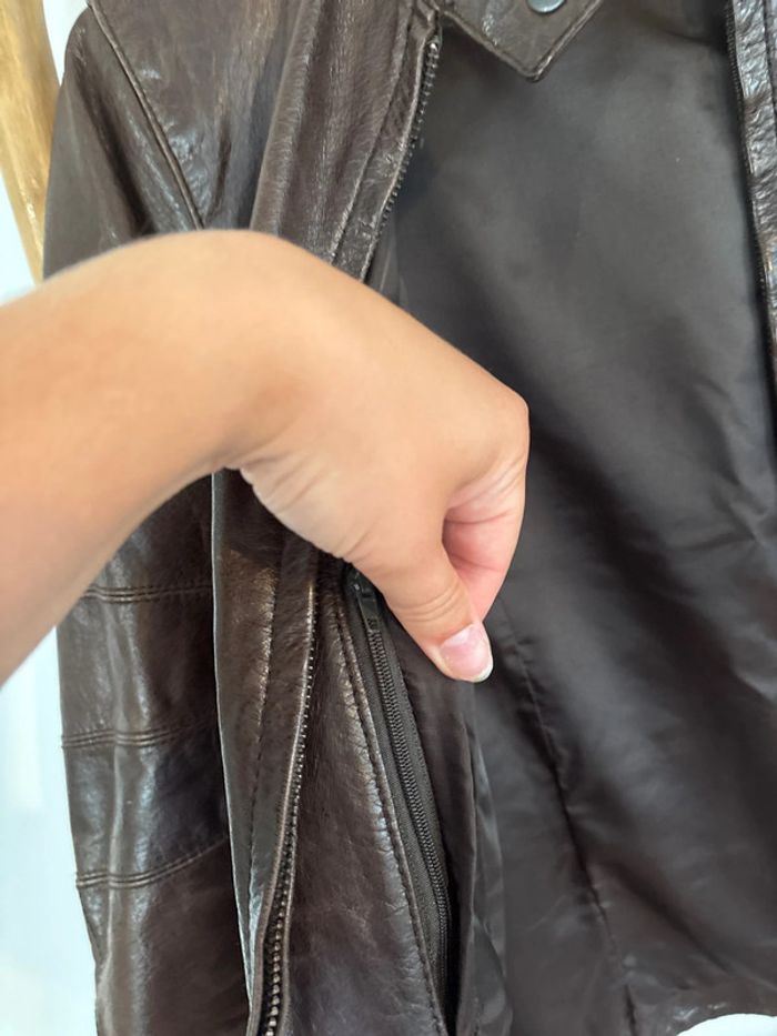 Veste en cuir de buffle marron Vintage Oakwood - photo numéro 7