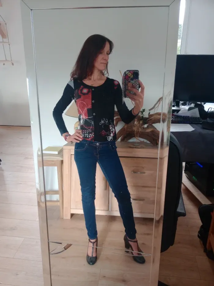 Tee shirt manches longues femme M bohème chic c87