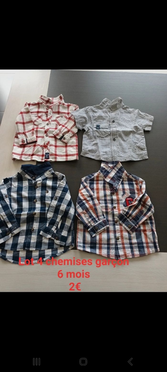 Lot 4 chemises manches longues garçon 6 mois