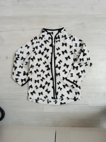 Polaire zippée blanche et noire 4 ans