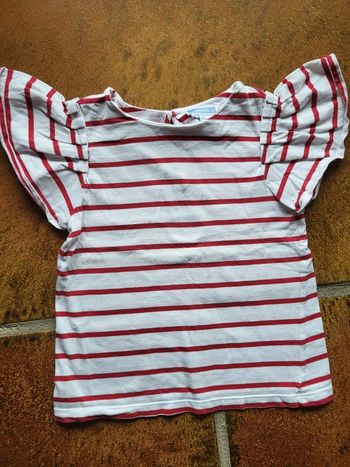 Tee shirt marinière à volants jacadi fille 4ans