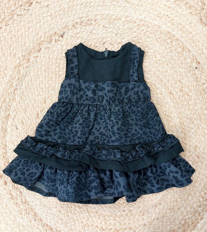 Ensemble robe et gilet en velours motifs léopard 3 mois fille - photo numéro 3