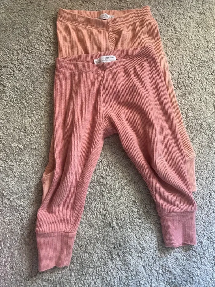2 leggings zara gaufrés 12/18 mois - photo numéro 2