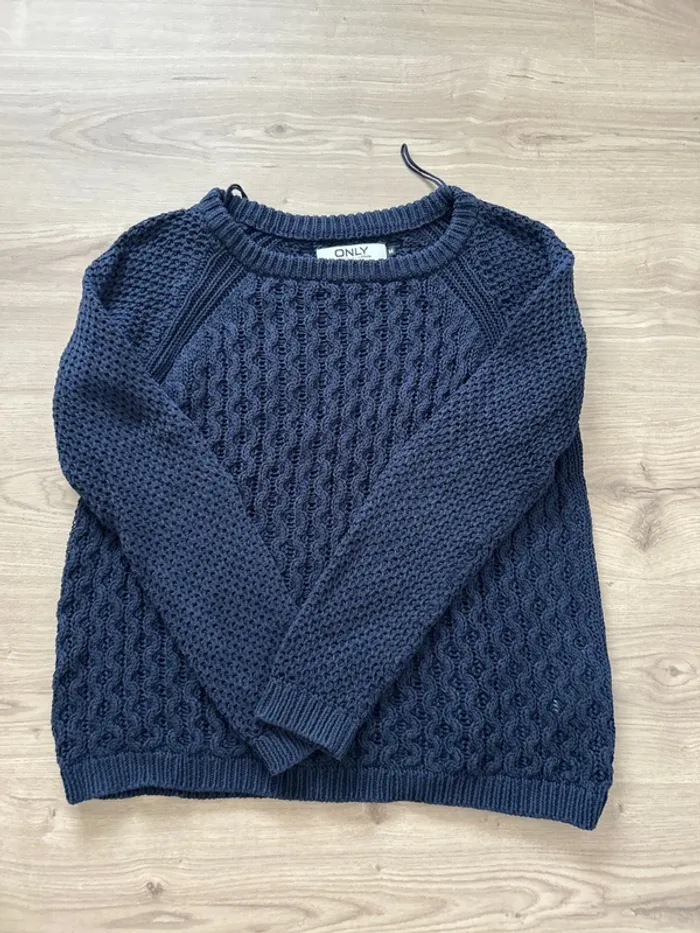 Pull en mailles Only Bleu Marine - photo numéro 3