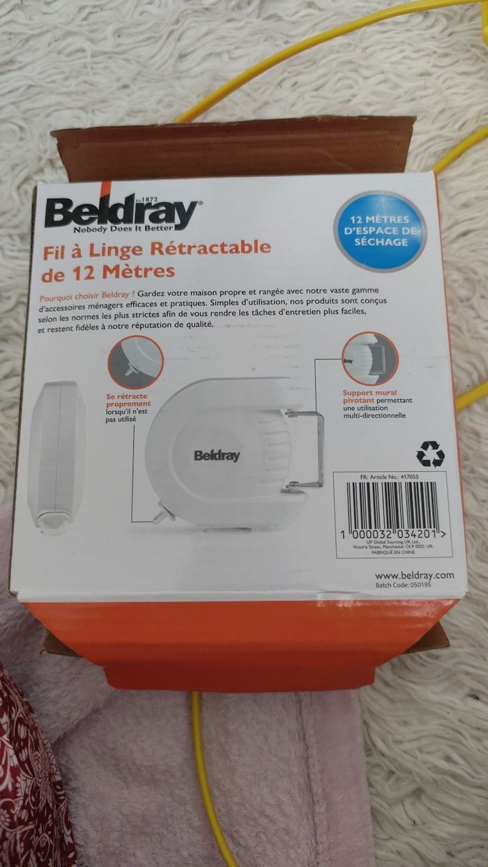 Etende a linge fil linge rétractable 12 metre neuf beldray