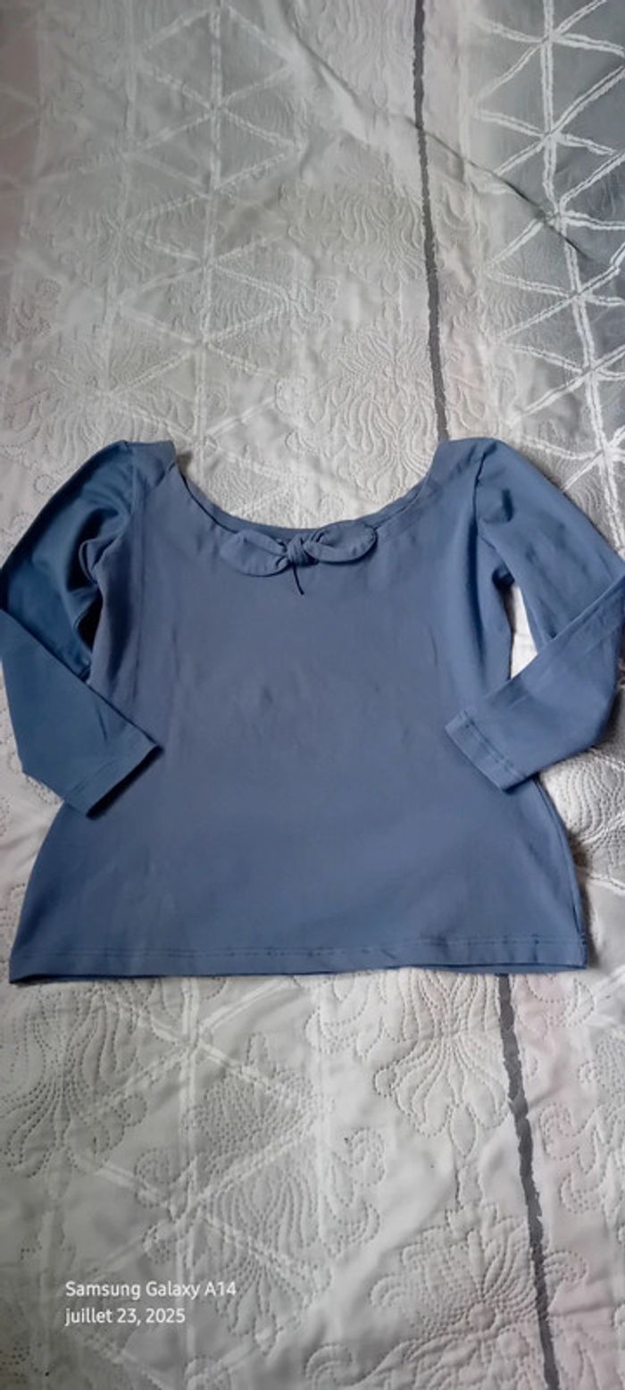 Haut manches longues col rond avec noeud bleu femme M vestino - photo numéro 16