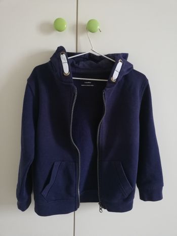 Blouson zippé bleu marine, à capuche, 2-3 ans, Primark, en bon état