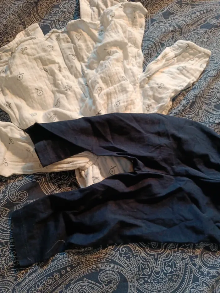 Ensemble chemise et legging la redoute 3 mois bleu marine et blanc - photo numéro 4