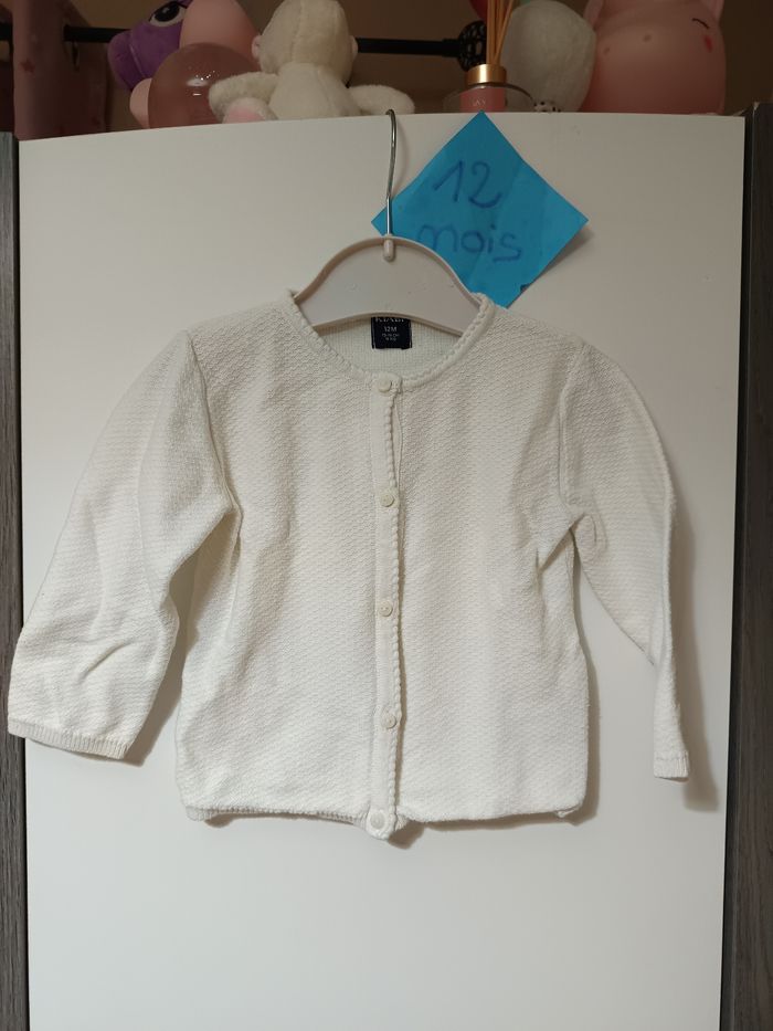 Gilet blanc fine maille 12 mois