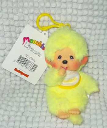 Porte-clé peluche Moncchichi édition limitée jaune. Neuf avec étiquette.
