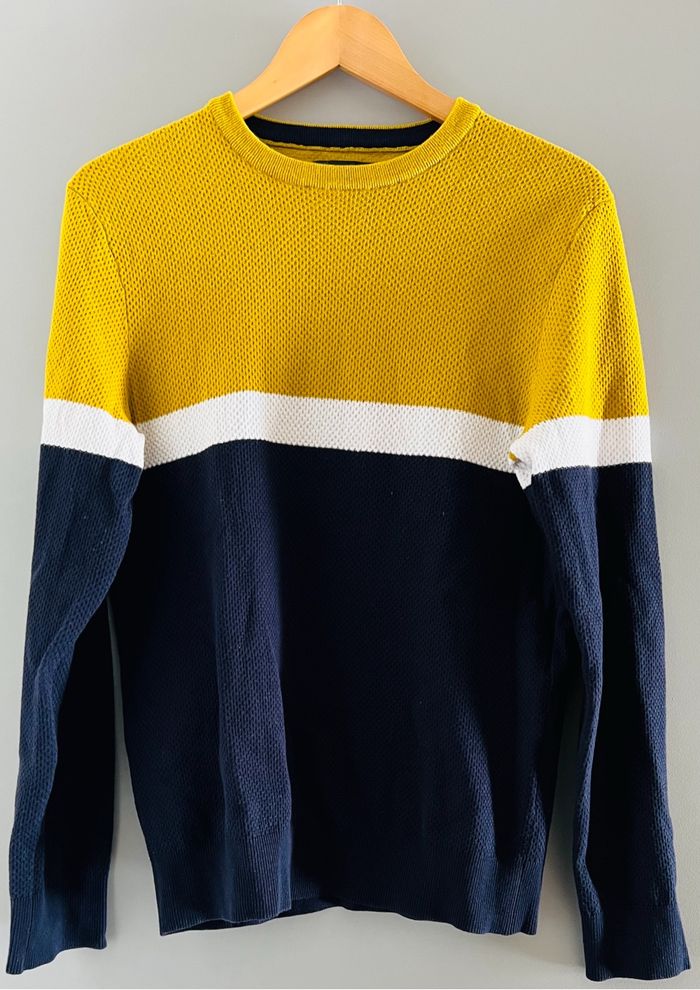 Pull homme col rond jaune marine Taille M Selected