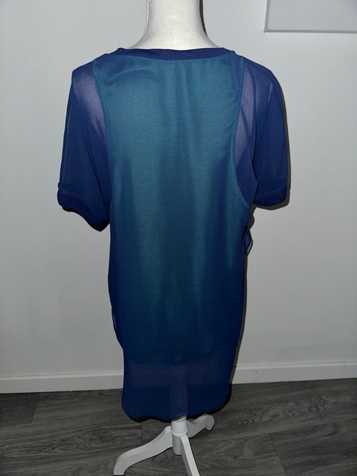 Blouse tunique asymétrique Cop Copine bleue et verte T40 L - photo numéro 4
