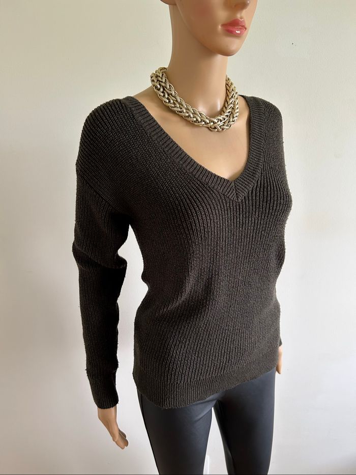Pull vert kaki à manches longues Morgan taille XS TBE - photo numéro 2