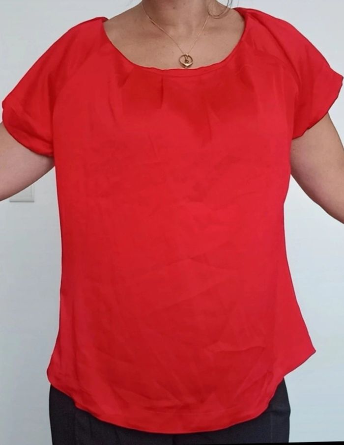 Blouse chic satin rouge taille 42 - photo numéro 7