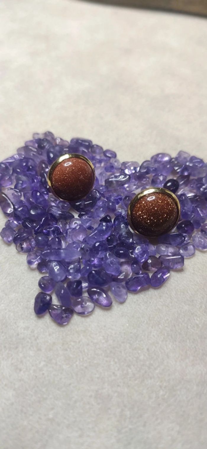 Boucles oreilles en Goldstone de Cuivre - photo numéro 4