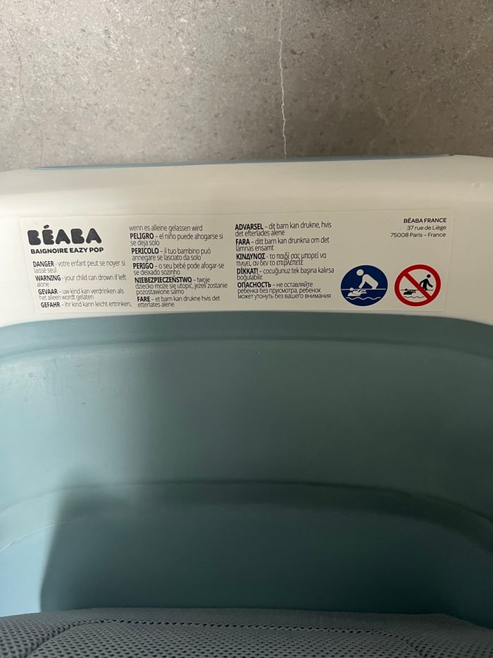 Lot baignoire béaba eazypop pliable + transat bleu bébé - photo numéro 6
