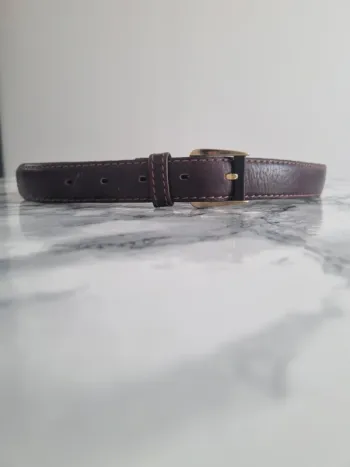 Ceinture en cuir marron et dore vintage