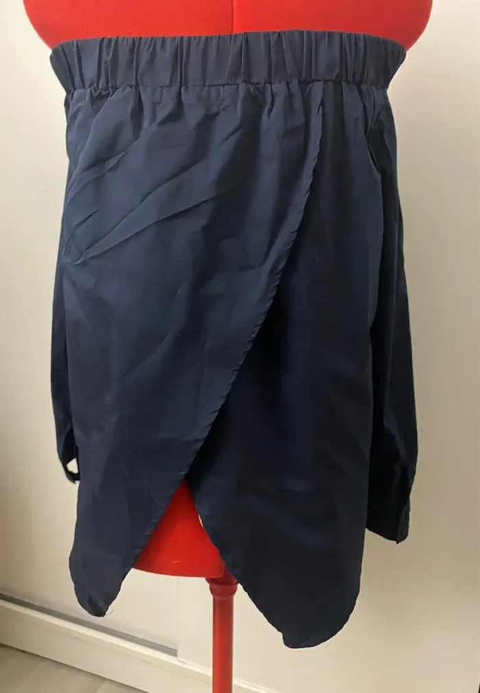 Blouse bleue foncé col bardot dos nu Voyelles - photo numéro 3