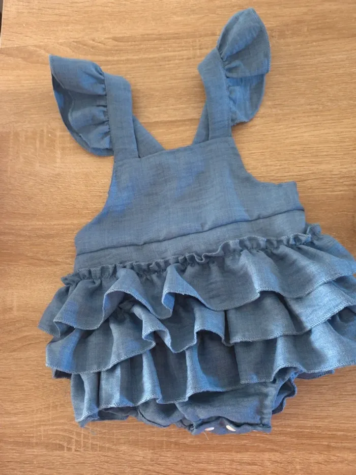 Lot 2 robes barboteuse effet jean 9-12 mois - photo numéro 2