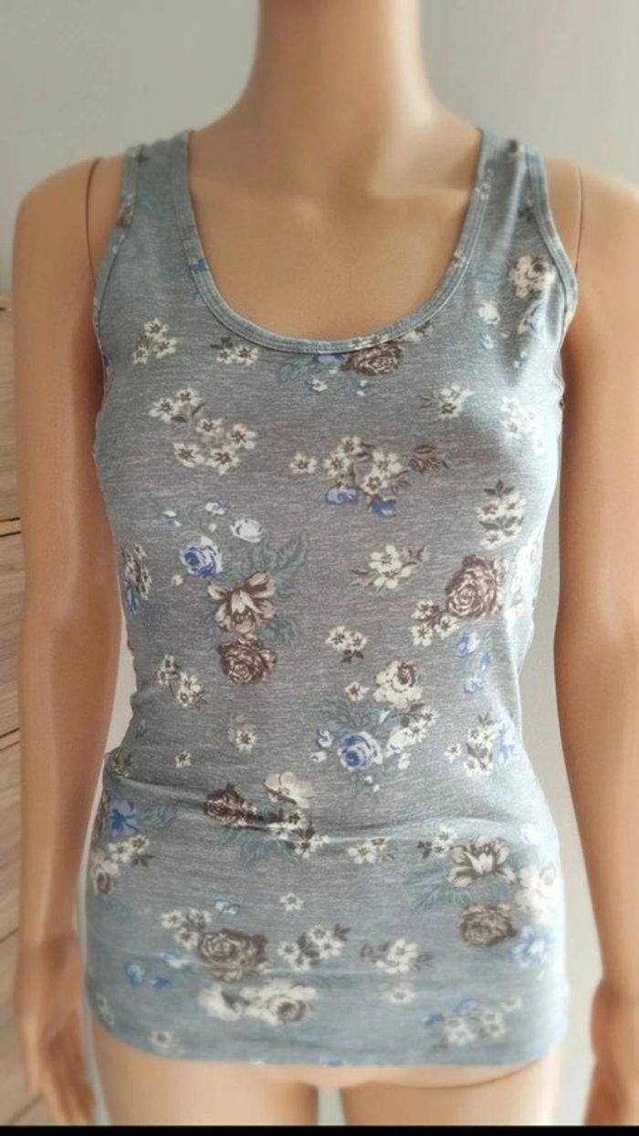 Débardeur taille s Ardene gris avec fleurs femme