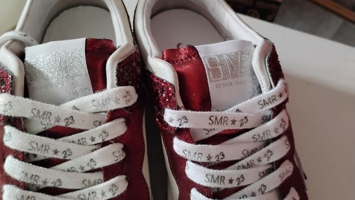 Chaussures femme baskets sneackers T 37 rouge émeraude strass - photo numéro 7