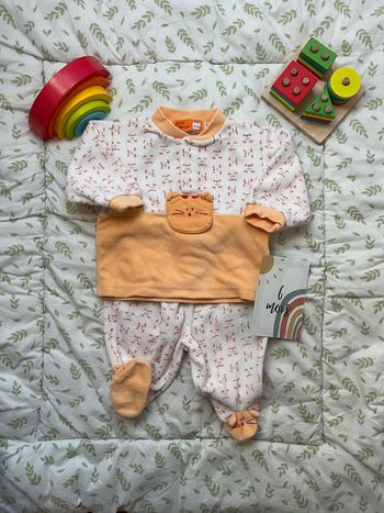 pyjama  pièces en velours abricot et blanc 6 mois petit pirate