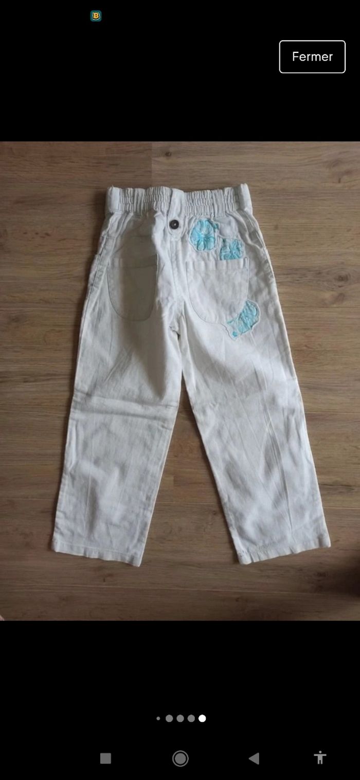 Pantalon blanc en lin et coton esprit 6 ans - photo numéro 2