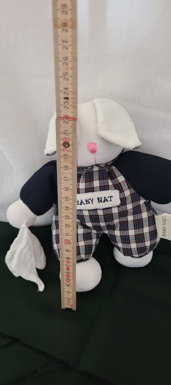 Doudou Lapin Vichy Bleu Mouchoir Babynat - photo numéro 4