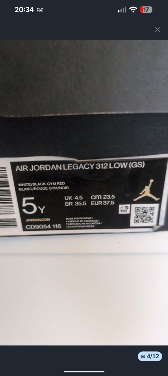 Air Jordan legacy 312 low T 37'5 - photo numéro 3