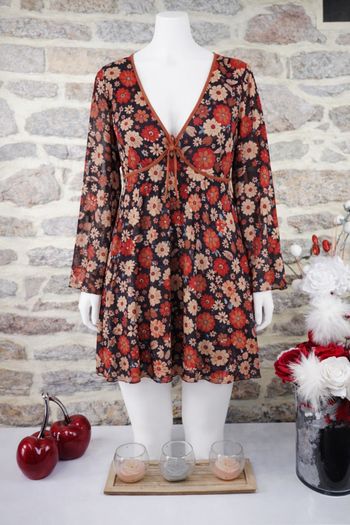 Robe bohème manches longues transparentes multicolore Femme taille 52 marque Boohoo 🪷