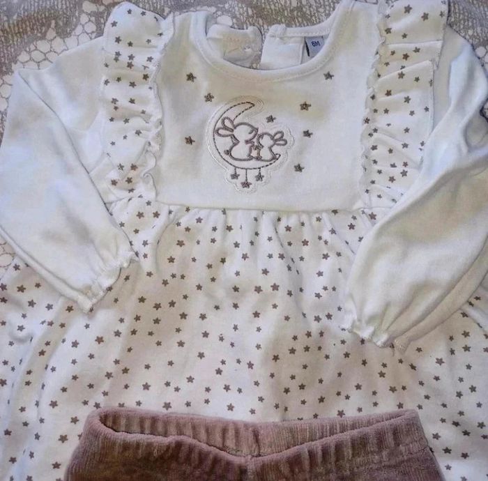 Ensemble tunique et pantalon velours taille 6 mois - photo numéro 2