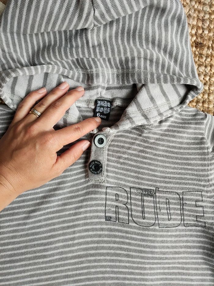 Pull Fin à capuche rude boy's 6 ans - photo numéro 3