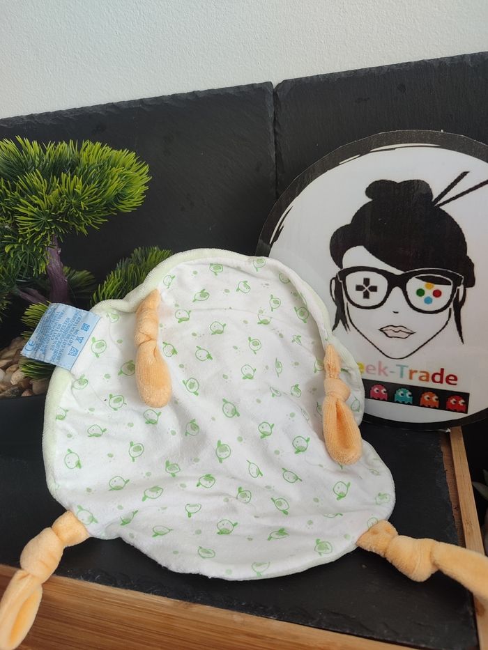 Doudou Knuffel Kingbear King Bear Ours Vert Jaune Oiseaux Blanc Rond Ancien 3386 - photo numéro 2